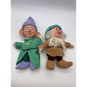 Vintage Mattel Disney Sleepy And Dopey Seven‎ Dwarfs Dolls 1993 Snoring Rattle